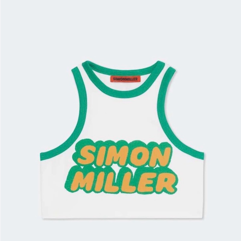 Simon Miller White and Green Crop Top